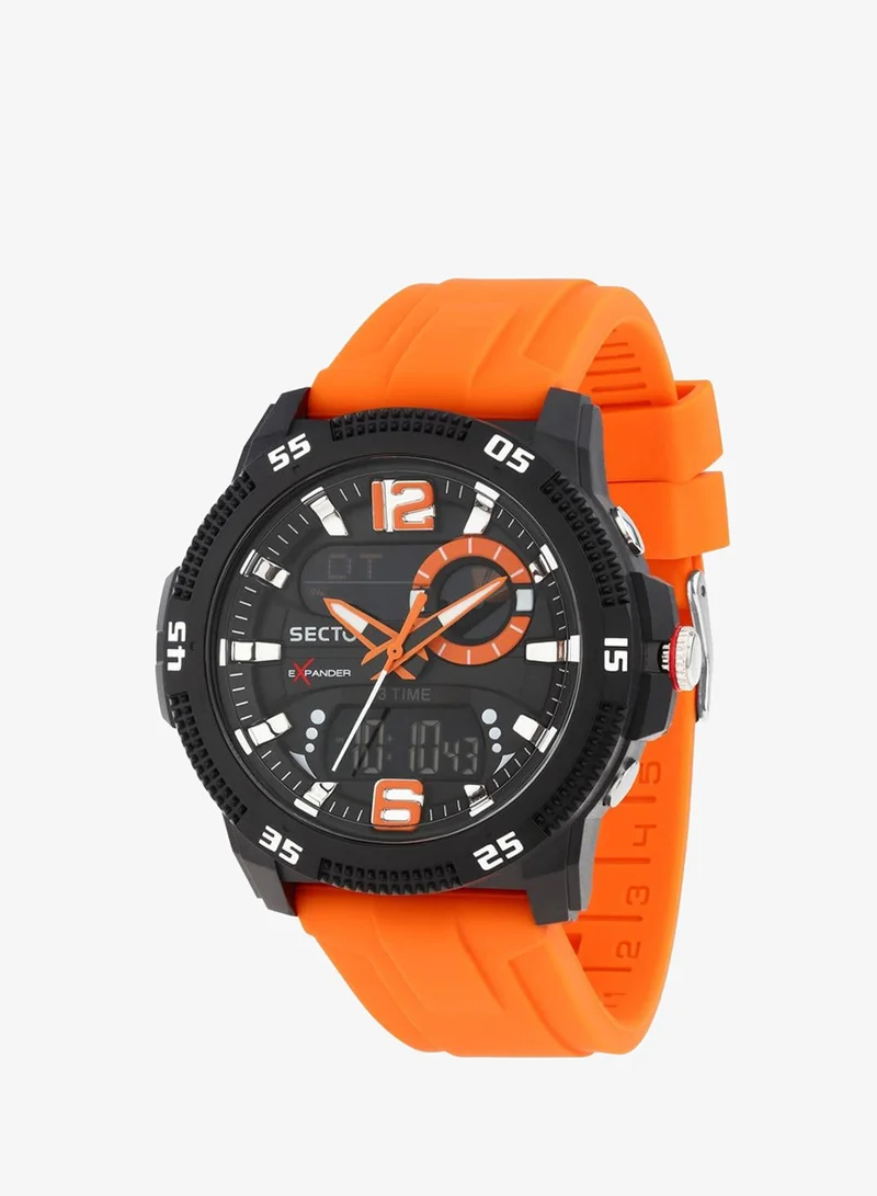 Sector EX-56 Men's Digital Watch - 46mm Case, Orange Plastic Strap, Acrylic Glass, 50M Water Resistant - R3251355002