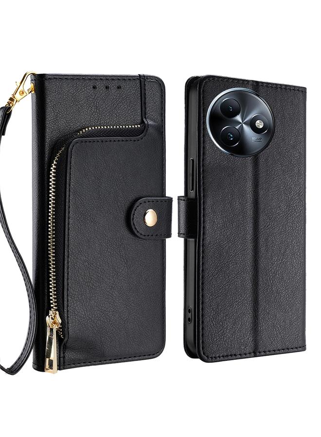 The Bros Case For Itel S24 4G Zipper Bag Leather Phone Case