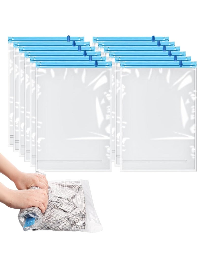 SYOSI Reusable Compression Bags, 12 Pack Roll Up Vacuum Storage Bags, Medium 35x50cm Space Saving Packing Bags for Travel Suitcases, Clothes Organizer for Home and Vacation, Transparent - Image 1