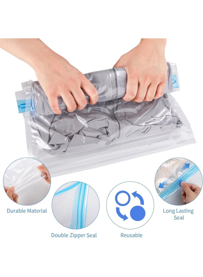 SYOSI Reusable Compression Bags, 12 Pack Roll Up Vacuum Storage Bags, Medium 35x50cm Space Saving Packing Bags for Travel Suitcases, Clothes Organizer for Home and Vacation, Transparent - Image 3