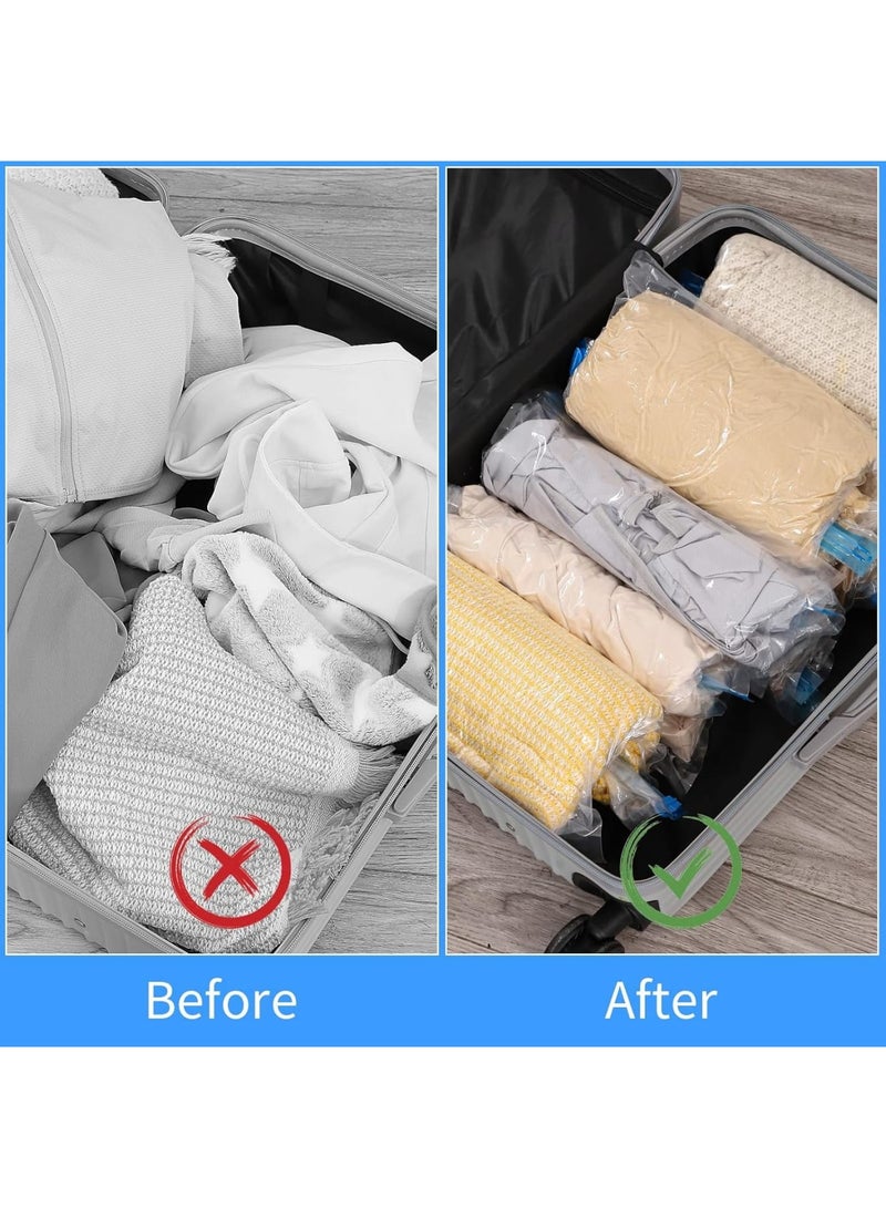 SYOSI Reusable Compression Bags, 12 Pack Roll Up Vacuum Storage Bags, Medium 35x50cm Space Saving Packing Bags for Travel Suitcases, Clothes Organizer for Home and Vacation, Transparent - Image 5