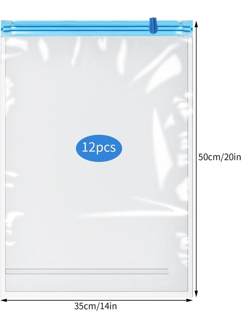 SYOSI Reusable Compression Bags, 12 Pack Roll Up Vacuum Storage Bags, Medium 35x50cm Space Saving Packing Bags for Travel Suitcases, Clothes Organizer for Home and Vacation, Transparent - Image 2