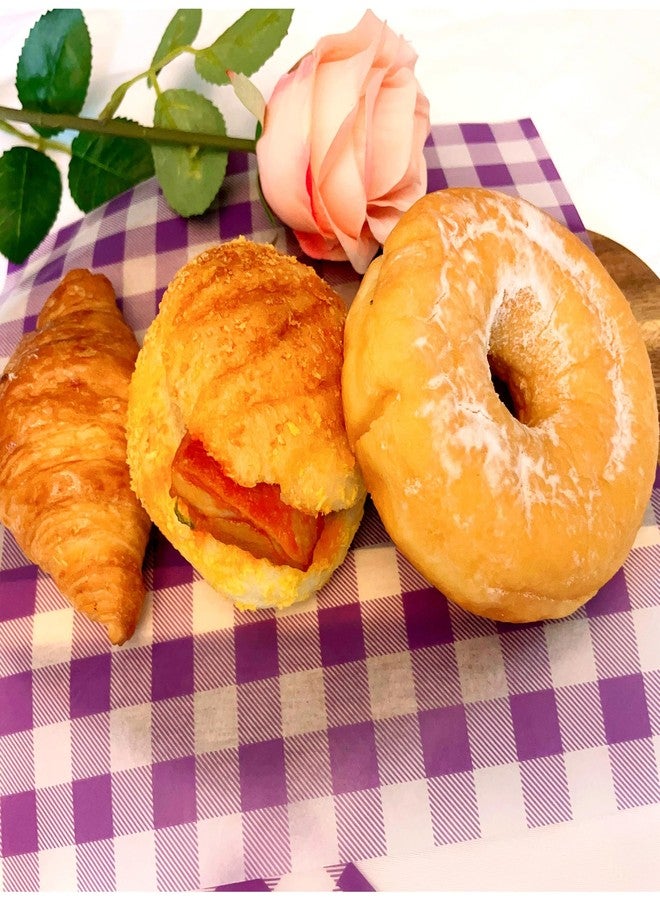 Suiwen 150pcs Purple Checkered Wax Paper, Food Picnic Paper, Greaseproof Paper,Waterproof Dry Hamburger Paper Liners Wrapping Tissue for Plastic Food Basket 25 * 22cm (9.8 * 8.6inch) - Image 4