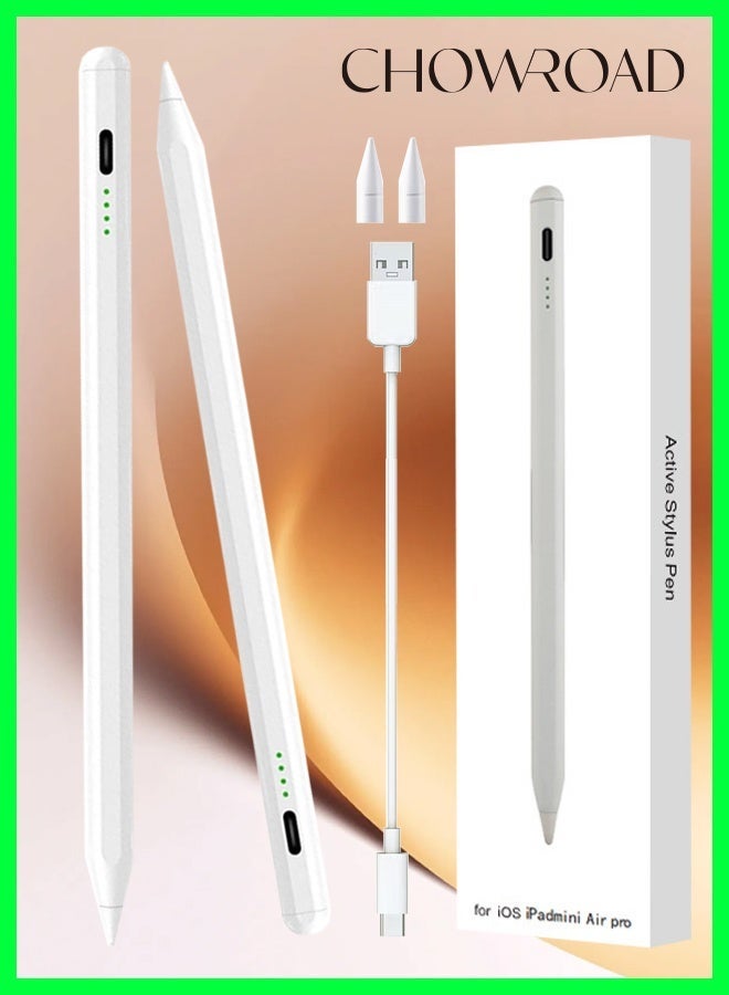 تشورود قلم رصاص سريع التعبئة قلم رصاص iPad 2018-2025 قلم رصاص iPad Pro 11/12.9 3/4/5 Gen iPad Mini 5/6 iPad 6/7/8 iPad Air 3/4/5 (White) - Image 1