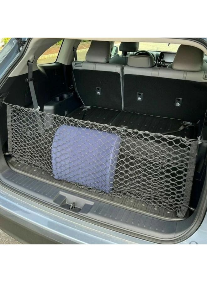 Black Heavy Duty Cargo Net with Hooks Adjustable Elastic Trunk Organizer for SUV Car Truck - Image 1