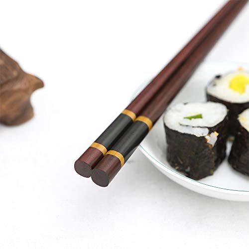 HuaLan Japanese Natural Wood Chopstick Set Reusable Classic Style Chopsticks Non-slip Design Chop Sticks 5 Pairs Gift Set - Image 2