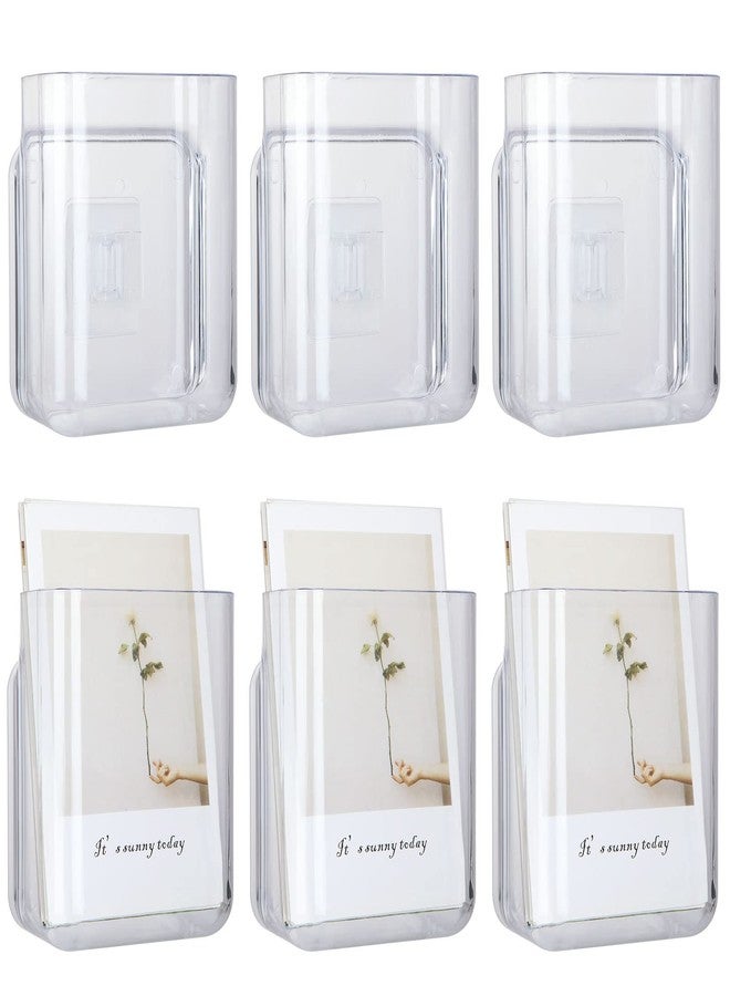 DAJAVE 6 Pack Plastic Wall Folders, Clear Single Pocket Wall File Folders, Hanging Wall File Organizer for Office, Home, Bathroom, 4.7x 3.9x 2 Inch - Image 1