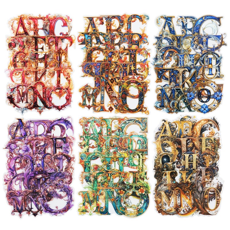 AuriicLeaf Baroque Alphabet Scrapbook Stickers Set, 156PCS Letters Ephemera for Scrapbooking, Junk Journaling, Crafting, DIY Projects, Diaries, and Art Supplies - Image 1