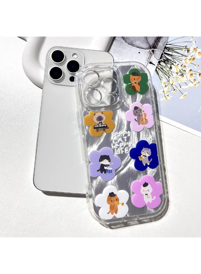 NIBEMINENT Band Cat Protective TPU Case Cover For iPhone 15 Clear - Image 1