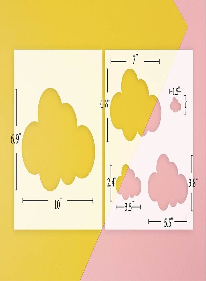 جي جي أس أس ديزاينز قوالب جدارية كبيرة على شكل سحابة من GSS Designs للرسم - قوالب قابلة لإعادة الاستخدام للرسم على بلاط الأرضيات والجدران الخشبية 12 × 12 بوصة (عبوة من قطعتين) - قوالب جدارية لديكور غرفة النوم والمنزل - أحجام متنوعة - Image 2