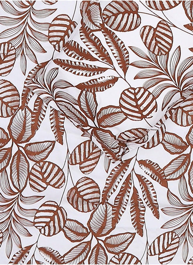 Status Contract Spring Summer Collection-Cotton Rich Double Bedsheet with 2 Pillow Covers for Bed Room, Home, Hotel-120 GSM, Brown Leaves, 210 X 215 Cm  - Image 3