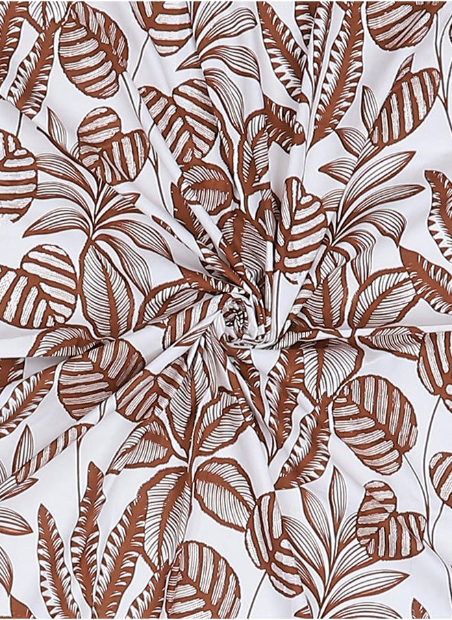 Status Contract Spring Summer Collection-Cotton Rich Double Bedsheet with 2 Pillow Covers for Bed Room, Home, Hotel-120 GSM, Brown Leaves, 210 X 215 Cm  - Image 5