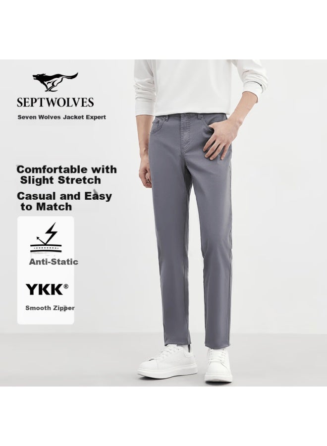 Septwolves Men's Casual Autumn Straight-leg Comfortable Stretch Anti-static Business Commuter Pants - Image 1