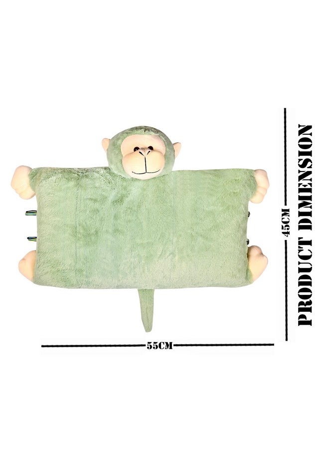 Besties BESTIES Premium Fur Monkey Soft Toy Cum Pillow Green - Height 45 cm  - Image 5