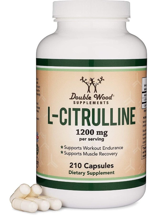 Double Wood Supplements L Citrulline Capsules 1,200mg Per Serving, 210 Count (L-Citrulline Increases Levels of L-Arginine and Nitric Oxide) Muscle Recovery Supplement – Improve Muscle Pump by Double Wood Supplements - Image 1