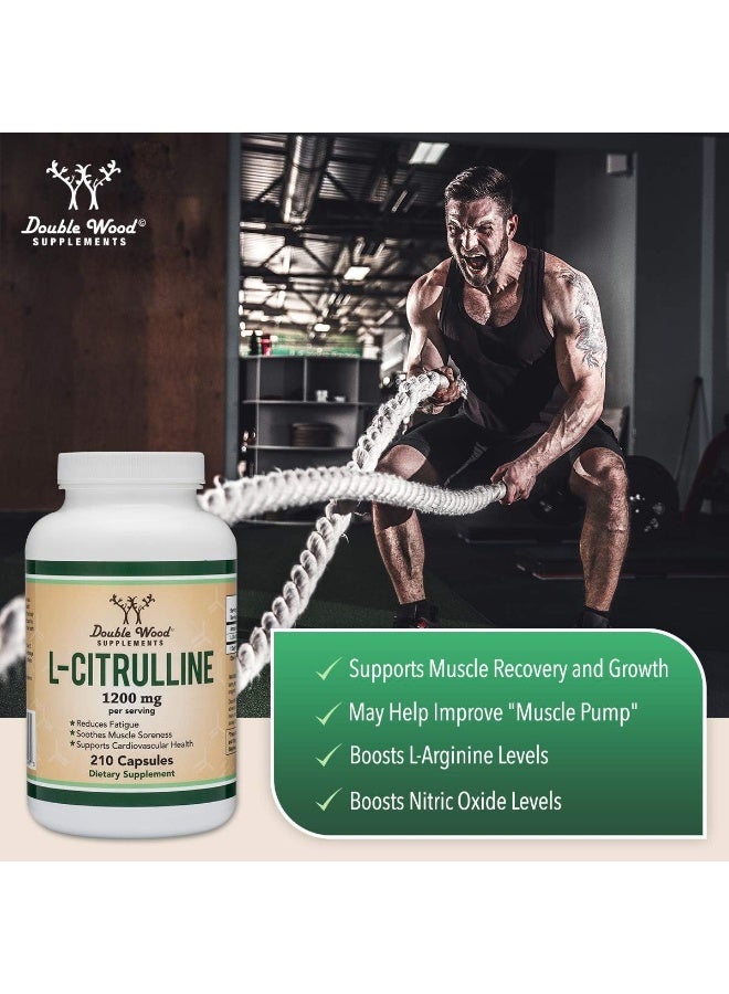 Double Wood Supplements L Citrulline Capsules 1,200mg Per Serving, 210 Count (L-Citrulline Increases Levels of L-Arginine and Nitric Oxide) Muscle Recovery Supplement – Improve Muscle Pump by Double Wood Supplements - Image 5