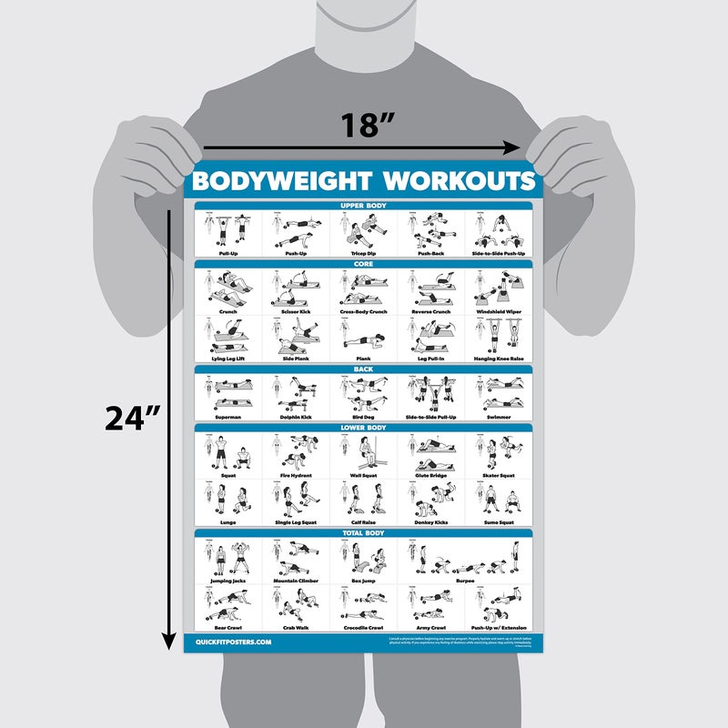 Palace Learning Dumbbell Workouts and Bodyweight Exercise Poster Set - LAMINATED 2 Chart Set - Dumbbell Exercise Routine & Body Weight Workouts (18" x 24") - Image 3