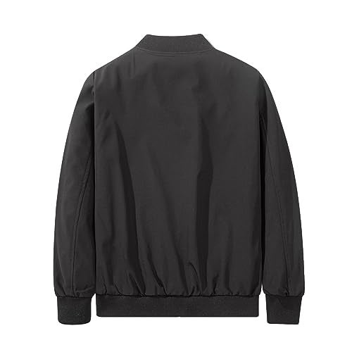 XiaoYouYu Men's Bomber Jacket Fashion Stylish Lightweight Windbreaker Spring Fall Casual Jackets for Men Black Medium - Image 2
