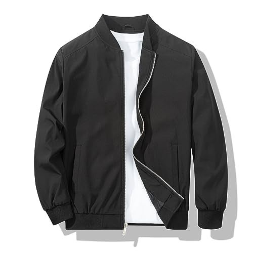 XiaoYouYu Men's Bomber Jacket Fashion Stylish Lightweight Windbreaker Spring Fall Casual Jackets for Men Black Medium - Image 1