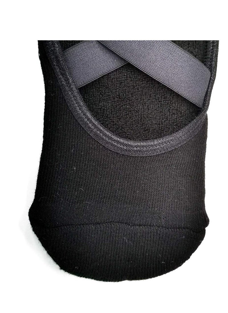 SYOSI Yoga Socks for Women Non-Slip Grips & Straps with Carrying Pouch One Size Ideal for Pilates Pure Barre Ballet Dance Barefoot Workout 4 Pairs 2Black  2Grey  - Image 4