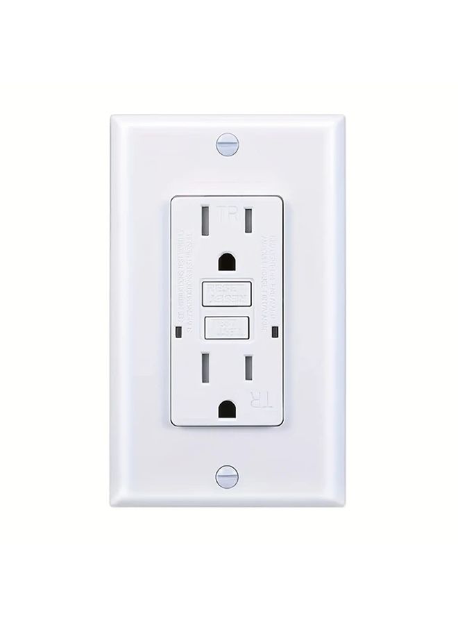 Self Test 15A GFCI Outlet White Duplex Receptacle with Wallplate - Image 1