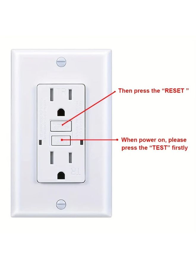 Self Test 15A GFCI Outlet White Duplex Receptacle with Wallplate - Image 2