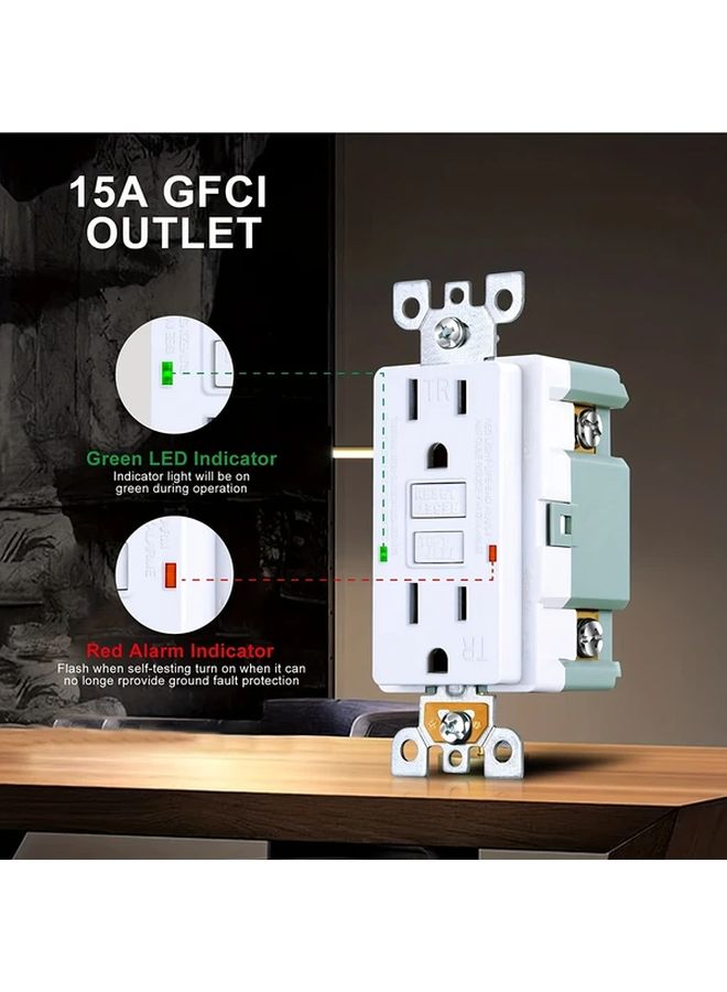 Self Test 15A GFCI Outlet White Duplex Receptacle with Wallplate - Image 3