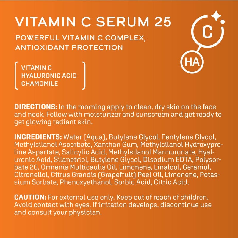 DCL Skincare Vitamin C Serum 25 with 25% Vitamin C & Hyaluronic Acid, 1 fl oz. - Image 2