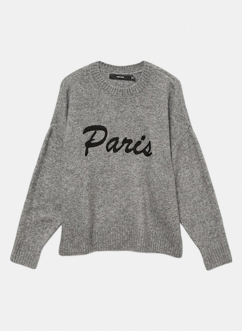 VERO MODA Vmboom Ls O-Neck Text Pullover Noos - Image 1