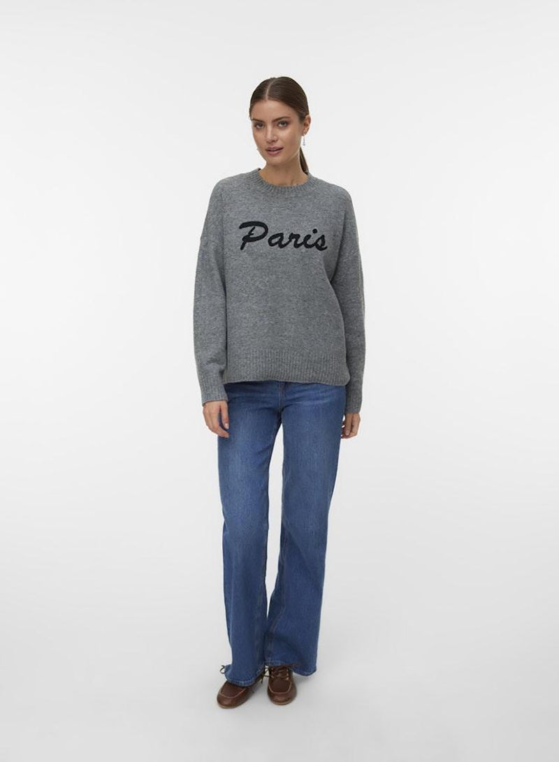 VERO MODA Vmboom Ls O-Neck Text Pullover Noos - Image 2