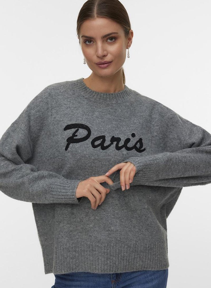 VERO MODA Vmboom Ls O-Neck Text Pullover Noos - Image 3