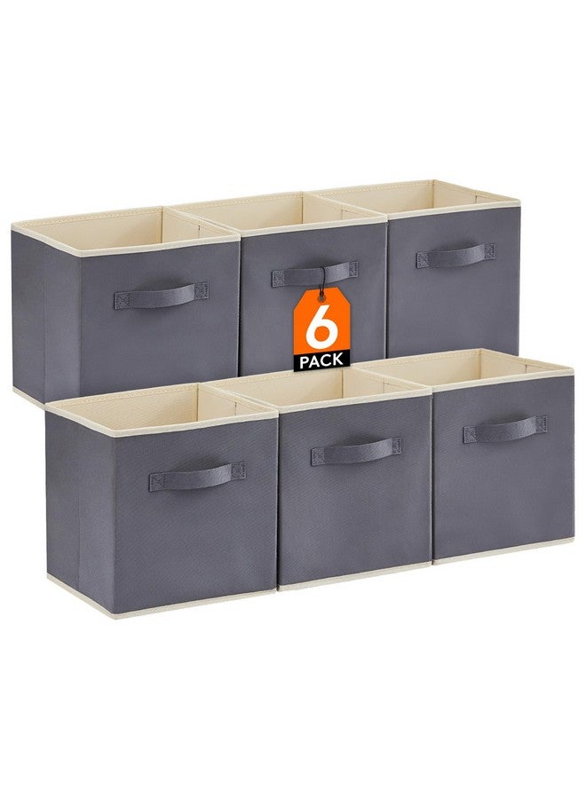 Lifewit Collapsible Storage Cubes 11 Inch Foldable Fabric Bins Multi-color Organizers Decorative Organizing Baskets for Shelves for Closet, Utility Room, Storage Room Set of 6 Grey - Image 1