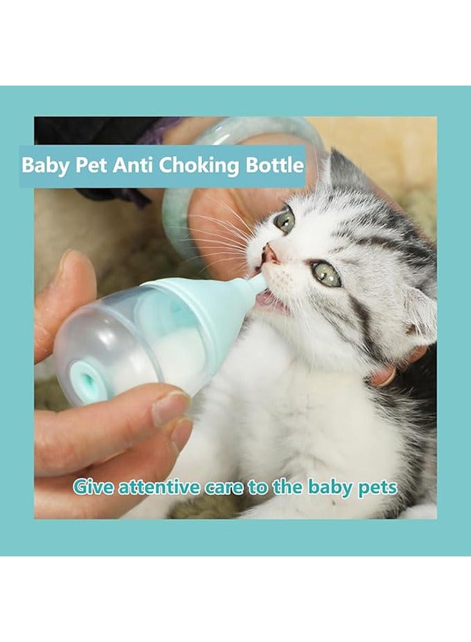 1 قطعة قطعة زجاجات القط للتمريض ، تصميم تغذية الجرو المضادة للاختناق ، مع 3 قطع من الحلمات السيليكون القابلة للاستبدال وإعادة الاستخدام ، لجراء القط الجديدة ، الجرو ، الأرانب ، الحيوانات الصغيرة (الأزرق) - Image 2