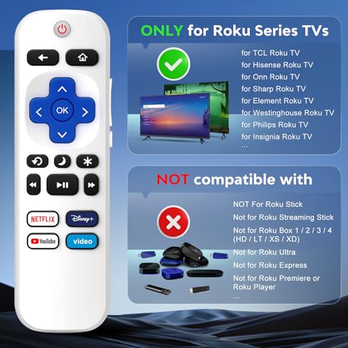 EWO'S (Pack of 2) Remote Control Only for TCL Onn Hisense Sharp Philips Westinghouse Insignia Element TLC Roku Smart TV Ruko Ruku Roko Remotes Replacement-1 Year Warranty - Image 2