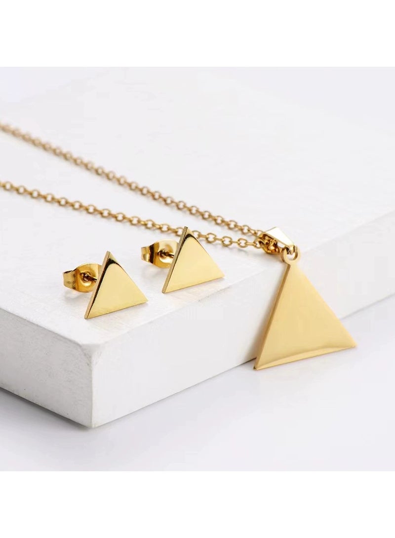 Goolsky Women’s Titanium Steel Pendant Necklace & Earrings Set – Elegant Minimalist Dainty INS Style Jewelry, Hypoallergenic Gift