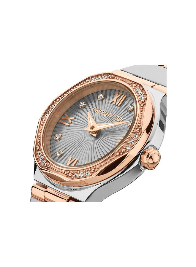 CERRUTI 1881 Women's Round Shape Stainless Steel Band Analog Wrist Watch 26 mm - Blue Dial - CIWLH2225301
