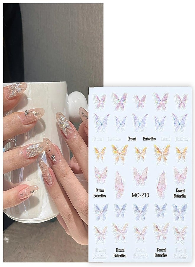 6 Sheets 3D Glitter Butterfly Nail Decals Self-Adhesive Spring Summer DIY Acrylic Nail Art Decoration for Women and Girls - Image 4
