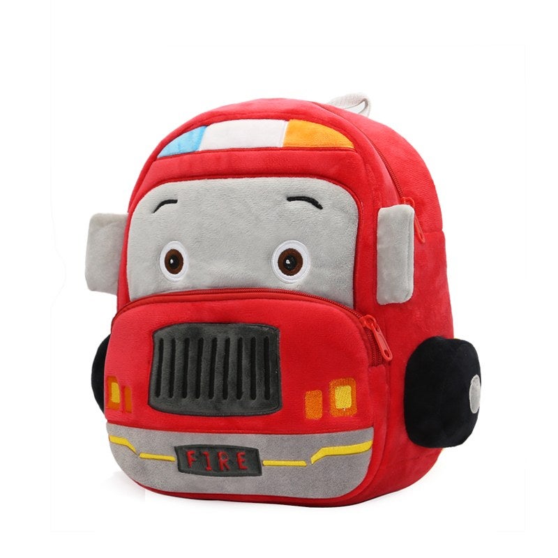 Plush Kids Backpack, Fire Truck Vehicle Design, Soft Lightweight School Bag for Toddlers and Preschool Kids - Image 3
