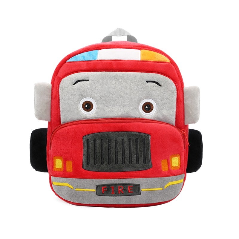 Plush Kids Backpack, Fire Truck Vehicle Design, Soft Lightweight School Bag for Toddlers and Preschool Kids - Image 4