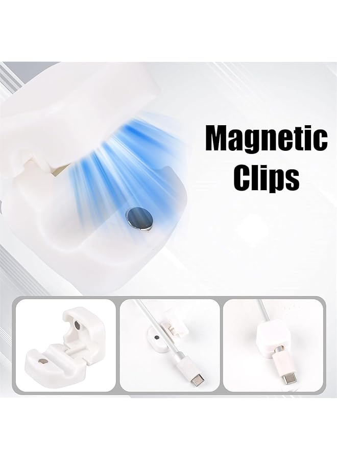 erorex Magnetic Cord Organizer Holder 6 Pack Desk Cable Clips Management Hide Phone Charging Cable Keeper Strong Adhesive Wire Charger Holder For Home Office Desk Phone Car Wall Desktop Nightstand White - Image 3