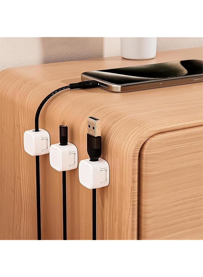 erorex Magnetic Cord Organizer Holder 6 Pack Desk Cable Clips Management Hide Phone Charging Cable Keeper Strong Adhesive Wire Charger Holder For Home Office Desk Phone Car Wall Desktop Nightstand White - Image 5