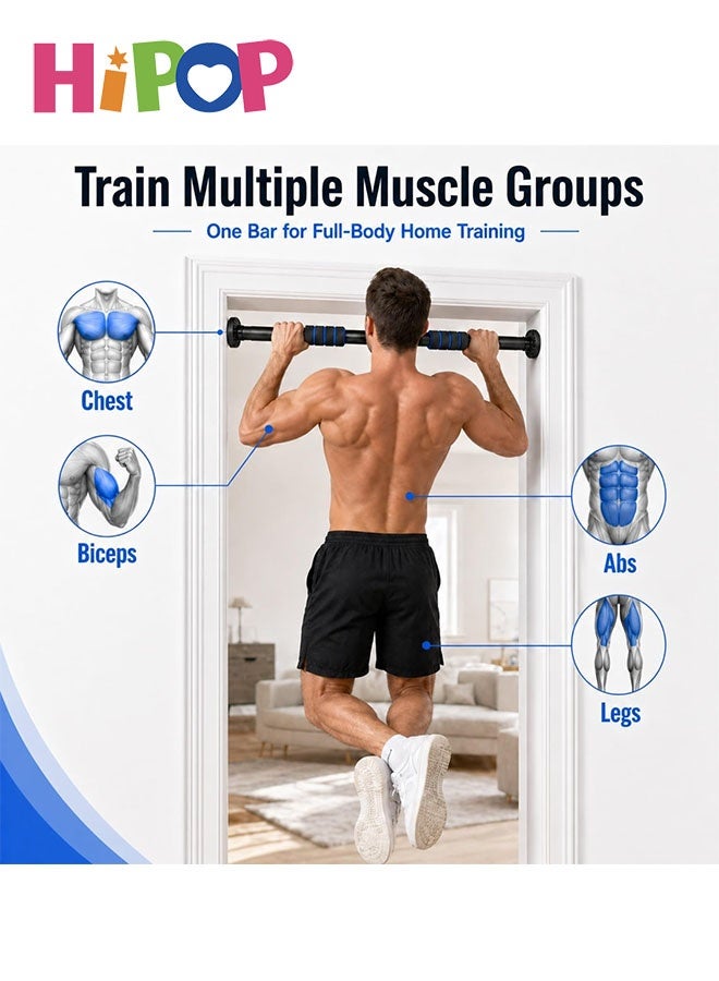 HIPOP Pull Up Bar for Door, 62-100cm Strength Training Adjustable Chin-Up Bar with No Screw Installation, Supports Up to 200 kg, Perfect for Home Gym Upper Body Workouts & Fitness Room Accessories, Gym Accessories - Image 3