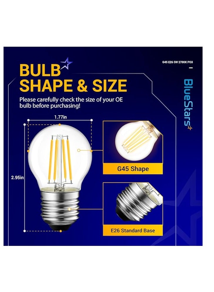 ESNCO G45 E26 Edison Style LED Light Bulb 120V 5W (60 Watt Equivalent) - High Output Warm White Light 2700K 550lm, LED Filament Bulb for Home Pendant Antique Light Fixtures - Pack of 3 - Image 2