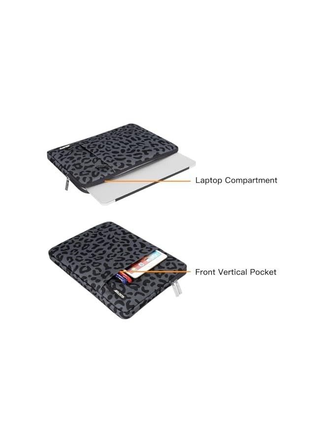 موسيسو حقيبة لاب توب متوافقة مع ماك بوك اير/برو، 13-13.3 بوصة نوت بوك، متوافقة مع ماك بوك برو 14 بوصة 2023-2021 A2779 M2 A2442 M1، حقيبة رأسية من البوليستر المحبب مع جيب، أسود - Image 4