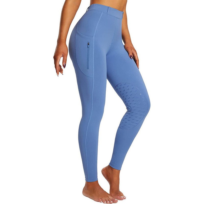 Generic Men Women Equestrian Riding Silicone Pants Quick Dry F104 light blue