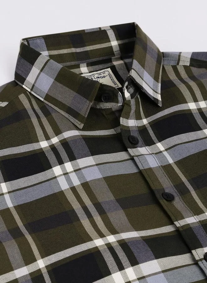 دينيس لينغو قميص رجالي كاجوال بنقشة تارتان بقصة سليم فيت