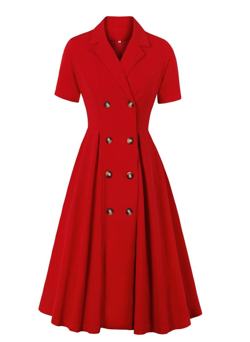 Loquat - tailored collar high waist temperament dress - Image 1