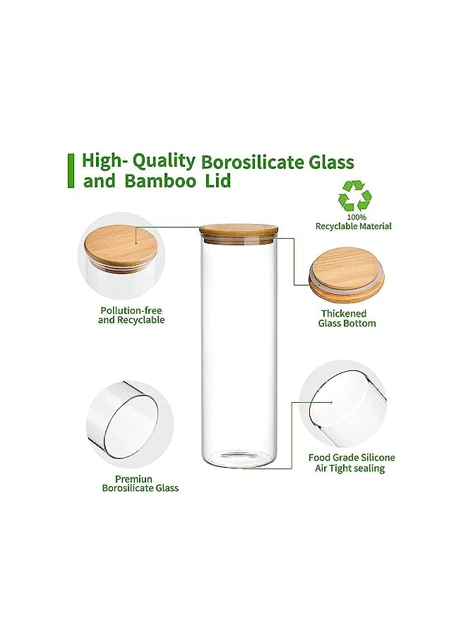 IAF Food Storage Container with Airtight Bamboo Lid Set, Clear Glass Canister Food Jar with Sealing Lid Kitchen Pantry Storage Container for Sugar Flour Cereal Pasta Snack Coffee Beans - (Clear) - Image 5