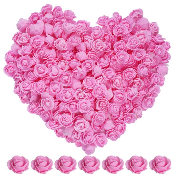 200pcs Mini Artificial Rose Artificial Fake Rose Head Foam Artificial Rose for DIY Crafts Wedding Party Festival Home Decoration Red 200 Pink