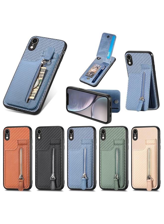 إيروريكس جراب هاتف iPhone XR مصنوع من ألياف الكربون مع سحاب رأسي قابل للطي - Image 5